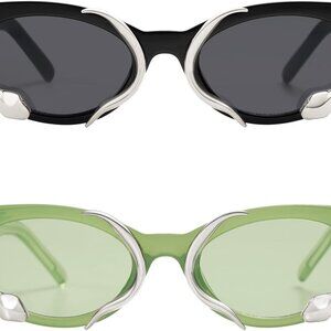 Trendy Sunglasses for Women Men Vintage Narrow Cateye Metal Snake Sunnie Y2k Acc